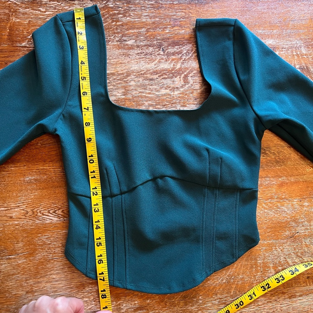 Abercrombie & Fitch Square-Neck Long-Sleeve Top | size Small